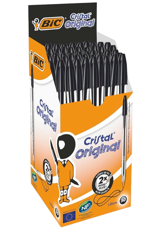 BIC Cristal Original Stylos-Bille ( (1 mm) /4 couleurs, Boîte de 50